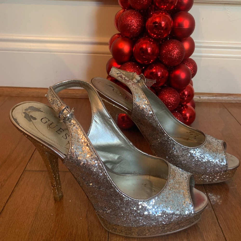 Glitter silver and gold heels. Size 7.5